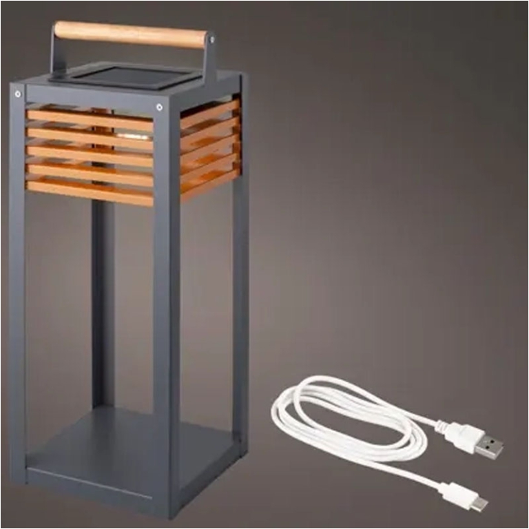 LANTERNA SOLARE H51CM    ALLUMINIO CON MANICO