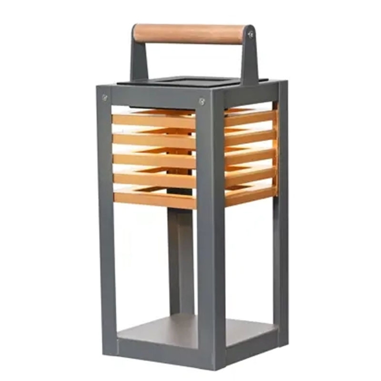 LANTERNA ALLUMINIO H34CM DECORO LEGNO 2