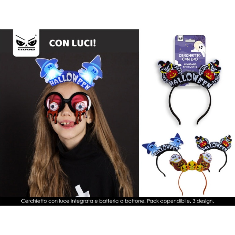 CERCHIETTO LUMINOSO CON  PERSONAGGI HALLOWEEN