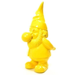 DECORO GNOMO RESINA 19X22H43CM GIALLO