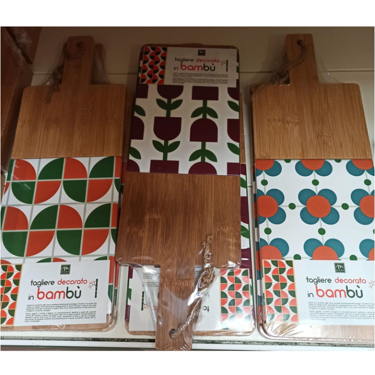 TAGLIERE BAMBÙ DECORATO  42X15H1CM SOGG ASSORTITI