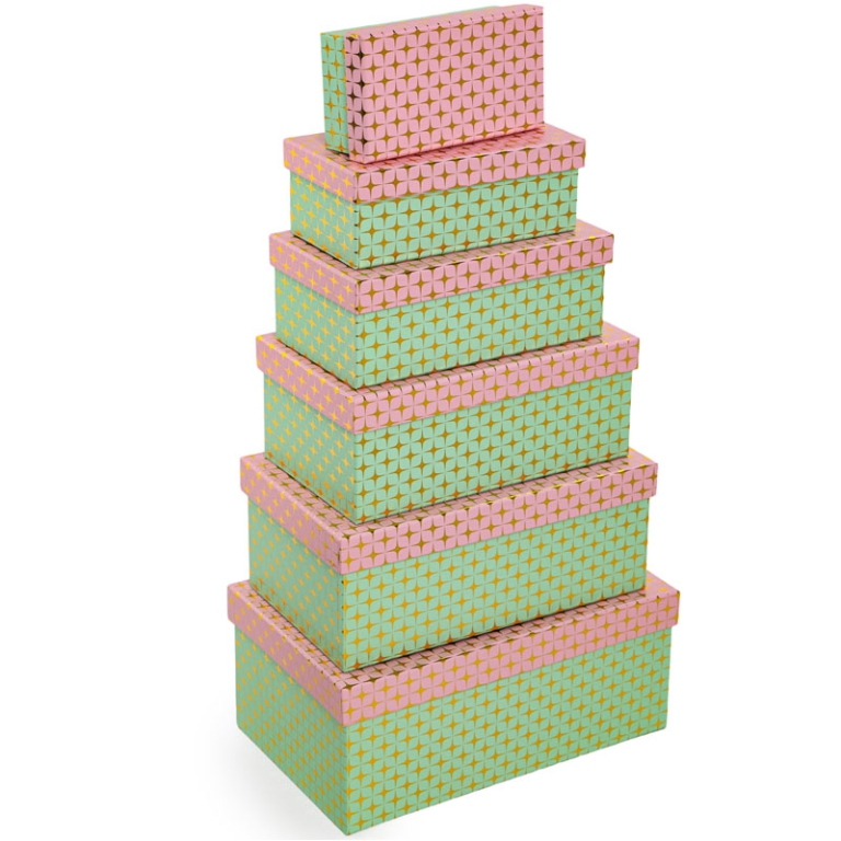 SCATOLE SET 6PZ LAMINATE  ORO RETTANGOLARI 2