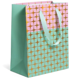 SHOPPER 18X10H23CM LAMINATO VERDE ACQUA/ROSA 210GR