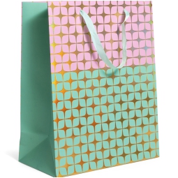 SHOPPER 26X14H33CM LAMINATO VERDE ACQUA/ROSA 210GR