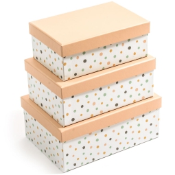 SCATOLE SET 3PZ POIS     COLORATI MAX 23X16,5X9CM