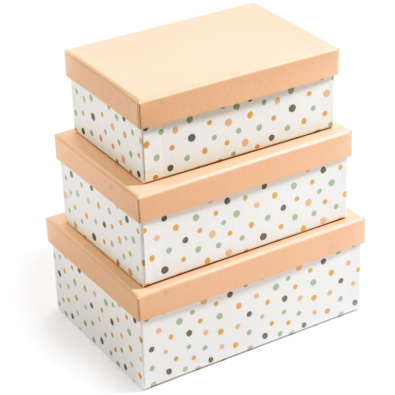 SCATOLE SET 3PZ POIS     COLORATI MAX 23X16,5X9CM