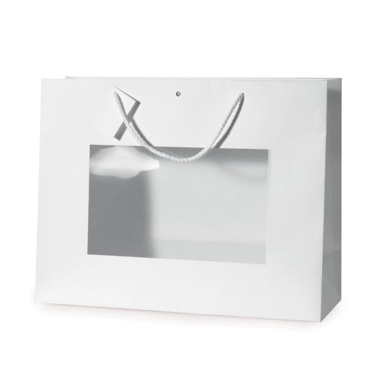 SHOPPER 16X14X8CM BIANCO OPACO CON FINESTRA 12PZ