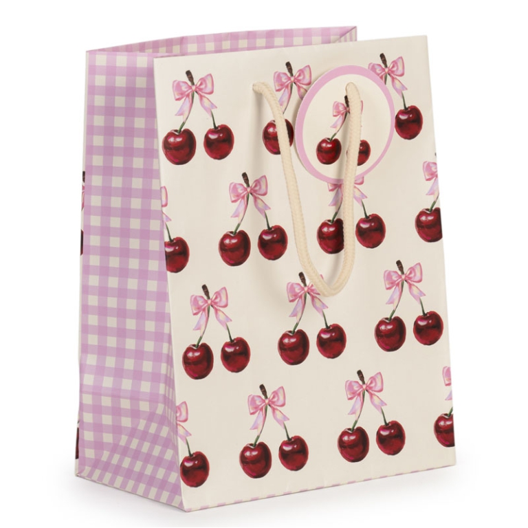 SHOPPER 18X10X23CM       CILIEGIE FONDO CREMA