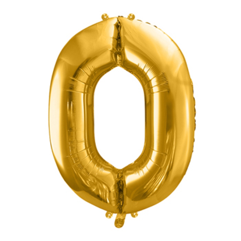 PALLONCINI MYLAR NUMERO 0 ORO METAL 101CM