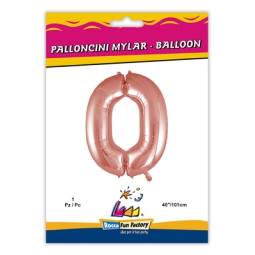 PALLONCINI MYLAR NUMERO 0 ROSA GOLD 101CM