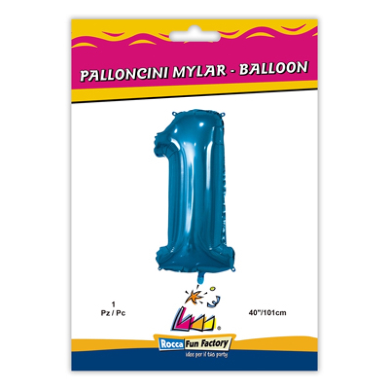 PALLONCINI MYLAR NUMERO 1 BLU MEGA 101CM