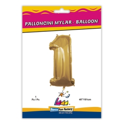 PALLONCINI MYLAR NUMERO 1 ORO METAL 101CM