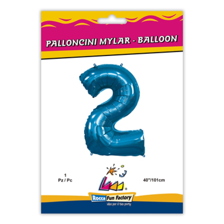 PALLONCINI MYLAR NUMERO 2 BLU MEGA 101CM