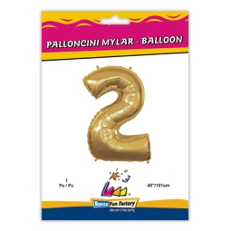 PALLONCINI MYLAR NUMERO 2 ORO METAL 101CM