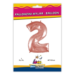 PALLONCINI MYLAR NUMERO 2 ROSA GOLD 101CM