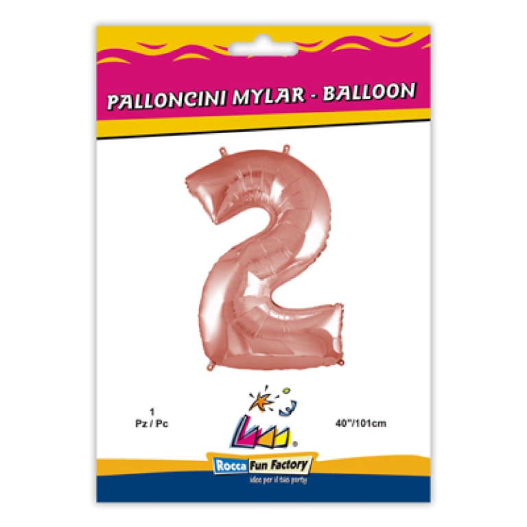 PALLONCINI MYLAR NUMERO 2 ROSA GOLD 101CM