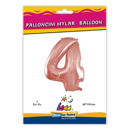 PALLONCINI MYLAR NUMERO 4 ROSA GOLD 101CM