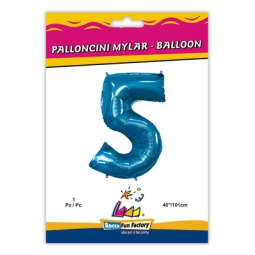 PALLONCINI MYLAR NUMERO 5 BLU MEGA 101CM