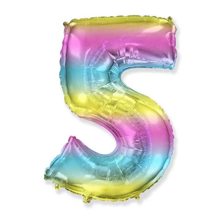 PALLONCINI MYLAR NUMERO 5 MULTICOLOR 101CM