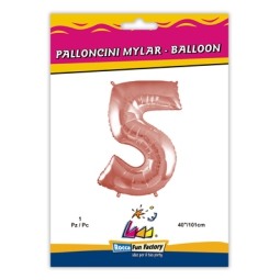 PALLONCINI MYLAR NUMERO 5 ROSA GOLD 101CM