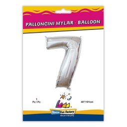 PALLONCINI MYLAR NUMERO 7 ARGENTO METAL 101CM