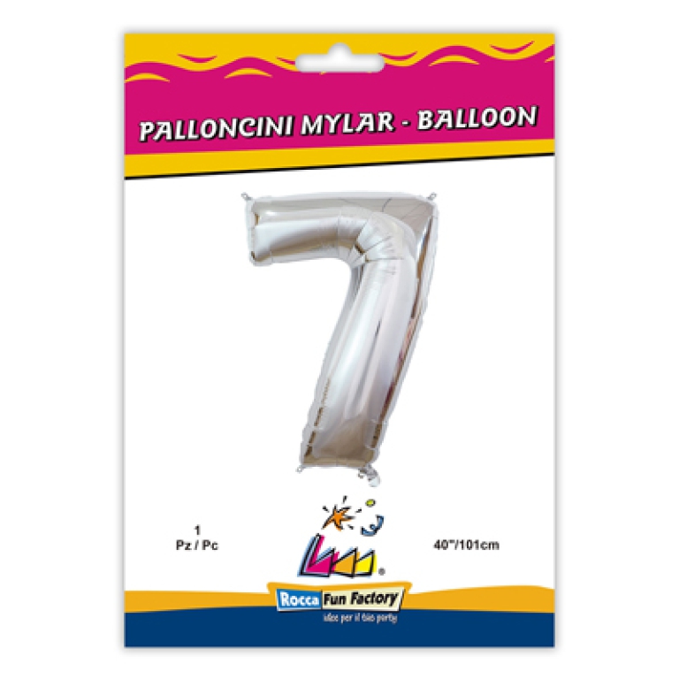 PALLONCINI MYLAR NUMERO 7 ARGENTO METAL 101CM