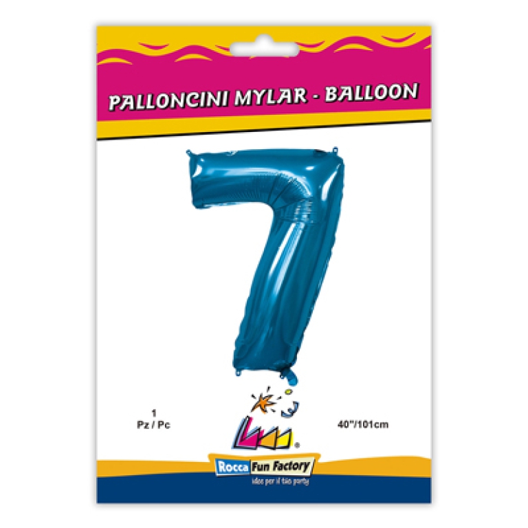 PALLONCINI MYLAR NUMERO 7 BLU MEGA 101CM