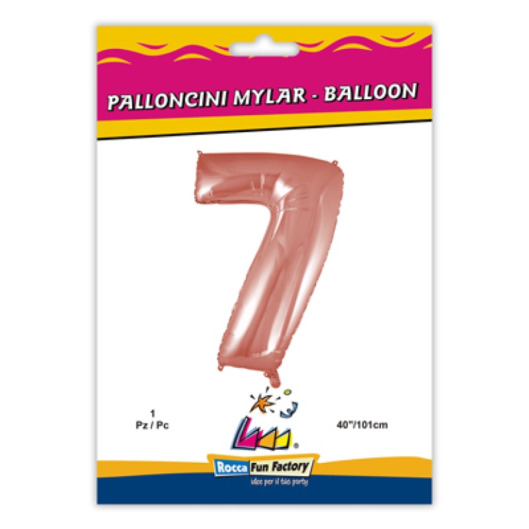 PALLONCINI MYLAR NUMERO 7 ROSA GOLD 101CM