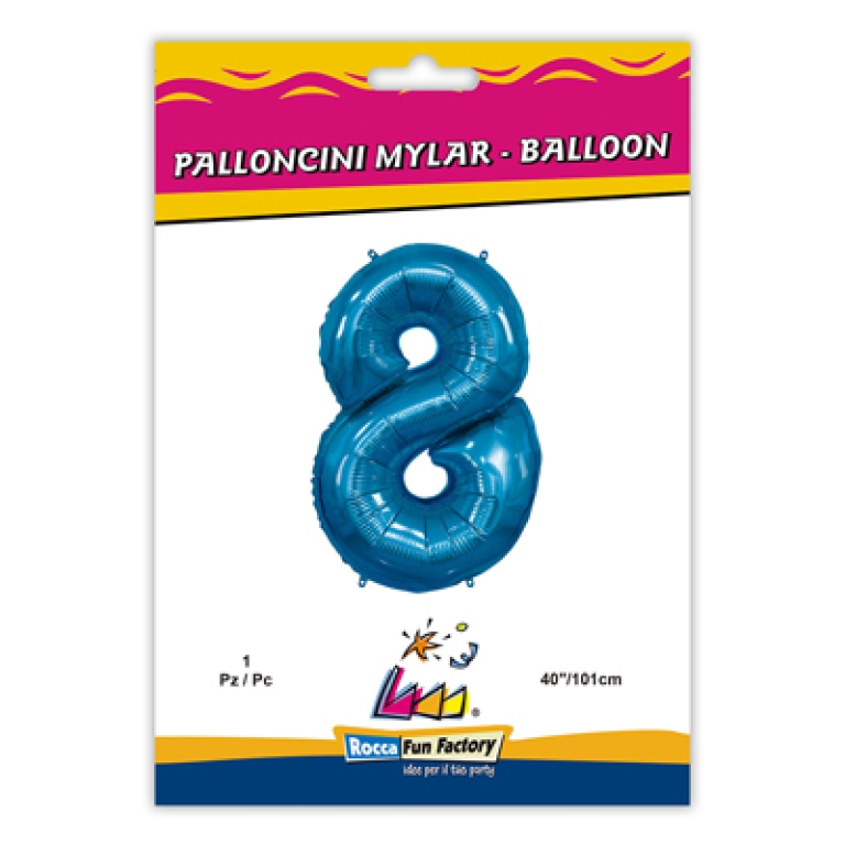 PALLONCINI MYLAR NUMERO 8 BLU MEGA 101CM