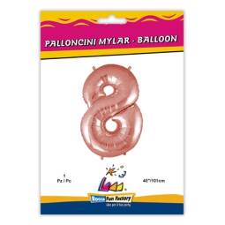 PALLONCINI MYLAR NUMERO 8 ROSA GOLD 101CM