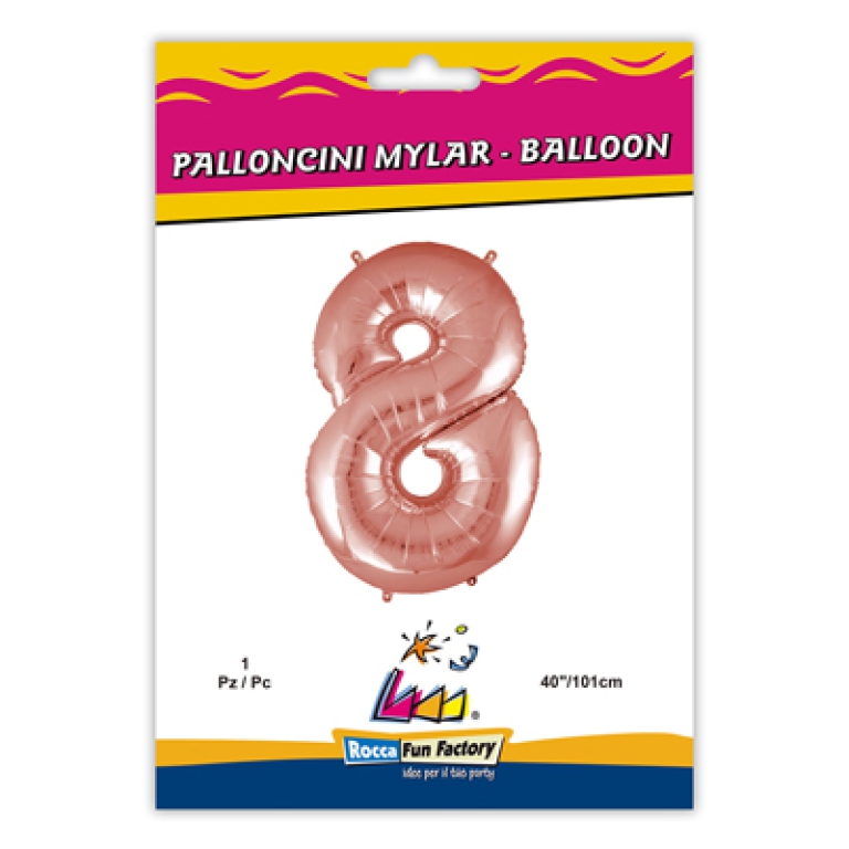 PALLONCINI MYLAR NUMERO 8 ROSA GOLD 101CM