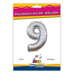 PALLONCINI MYLAR NUMERO 9 ARGENTO METAL 101CM