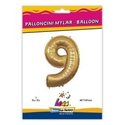 PALLONCINI MYLAR NUMERO 9 ORO METAL 101CM