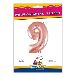 PALLONCINI MYLAR NUMERO 9 ROSA GOLD 101CM