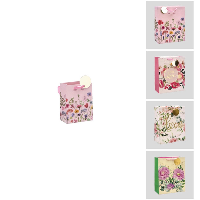 SHOPPER CARTA 12X7H15CM SOGGETTI FLOREALI LOVE
