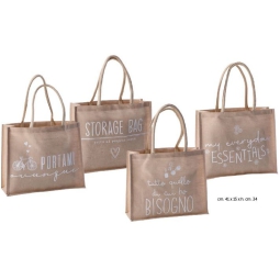 BORSA JUTA 41X15H34CM    STAMPA SOGGETTI ASSORTITI