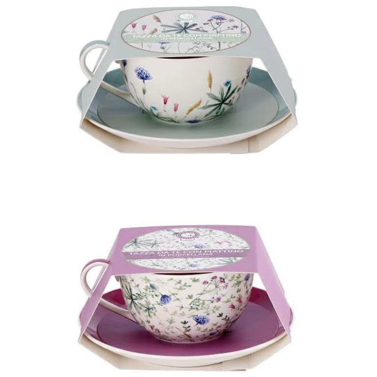TAZZA THE CON PIATTINO IN PORCELLANA 250ML 2 SOGGETTI
