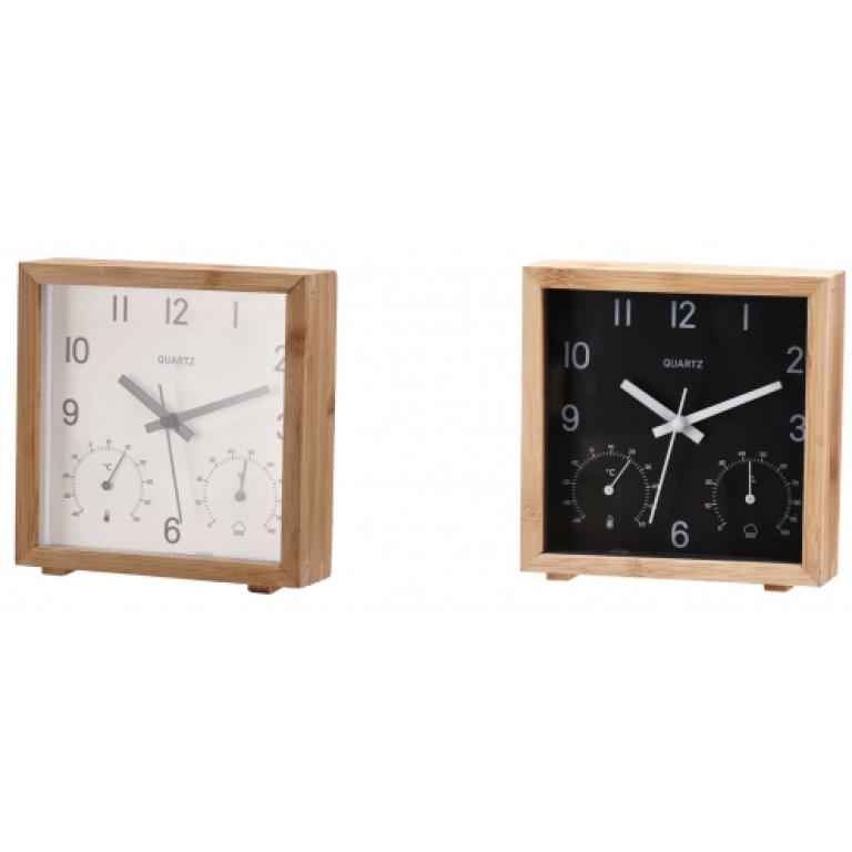 OROLOGIO BAMBOO CON TERMOMETRO E IGROMETRO ASSORTITI