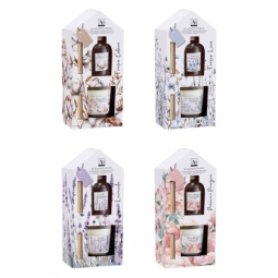 KIT DIFFUSORE + CANDELA  100ML/100GR ASSORTITI 4 FRAGR.