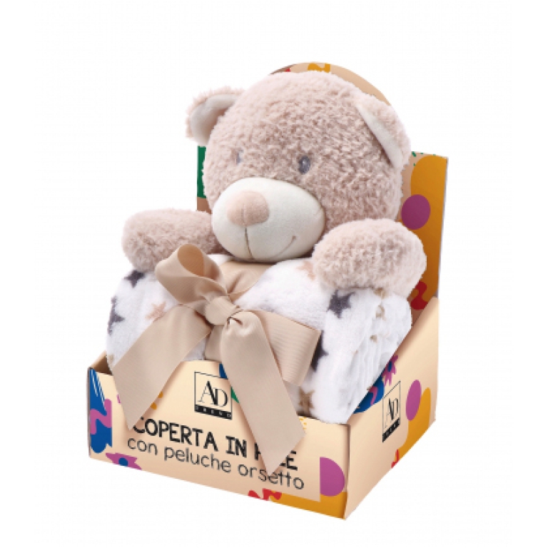 COPERTA PILE CON PELUCHE ORSETTO 3 COLORI 2
