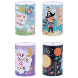 SALVADANAIO LATTA D10H15CM SOGGETTI ASSORTITI