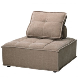 POLTRONA IN VELLUTO BEIGE CON CUSCINO 101X101H77CM