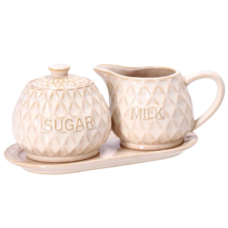 SET VASSOIO ZUCCHERIERA E LATTIERA PORCELLANA