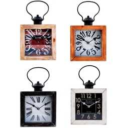 OROLOGIO DA TAVOLO FERRO ASS 4 COLORI 19X19X8CM