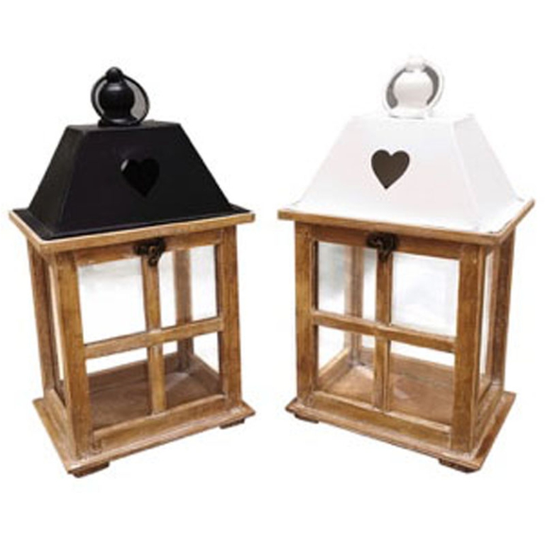 LANTERNA LEGNO E FERRO   18X14H33CM SOGGETTI ASSORTITI