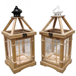 LANTERNA BAMBOO E FERRO  17X17H40CM