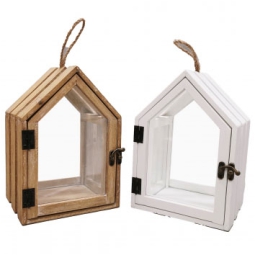 LANTERNA LEGNO E FERRO   17X14H25CM COLORI ASSORTITI