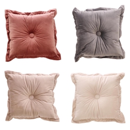 CUSCINO VELLUTO 45X45CM  BOTTONE COLORI ASSORTITI