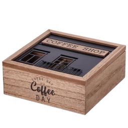 SCATOLA PORTATHÈ 17X17H7 CM 4 POSTI MDF ASSORTITA