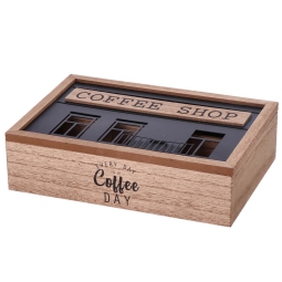 SCATOLA PORTATHÈ 25X17H7 CM 6 POSTI MDF ASSORTITA